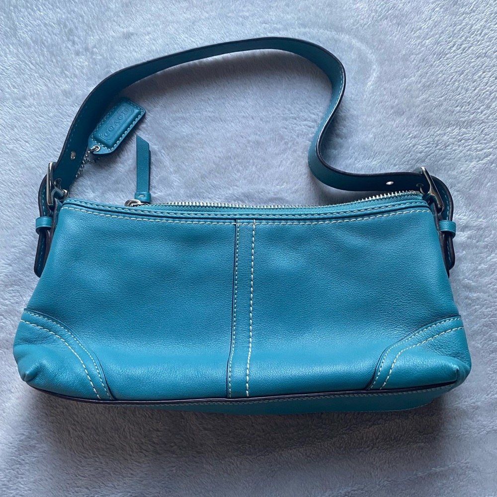 Turquoise Leather Coach Mini Handbag
